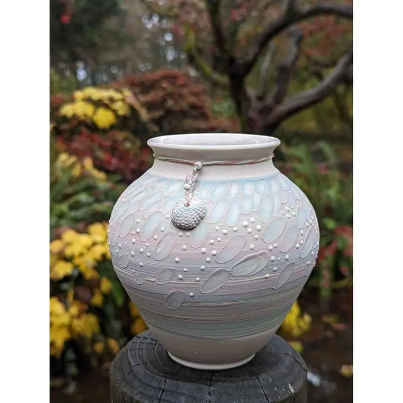 Gorgeous Vintage Debra Swauger Pottery Signed Vase South Western Or Ocean Style