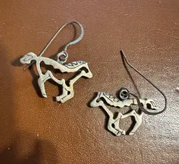 Navajo Openart Sterling Silver Horse Dangle Earrings
