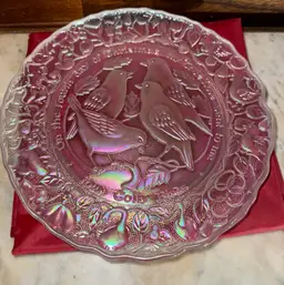 Imperial Glass Fourth Day of Christmas 4 Colly Birds Carnival Collector Plate