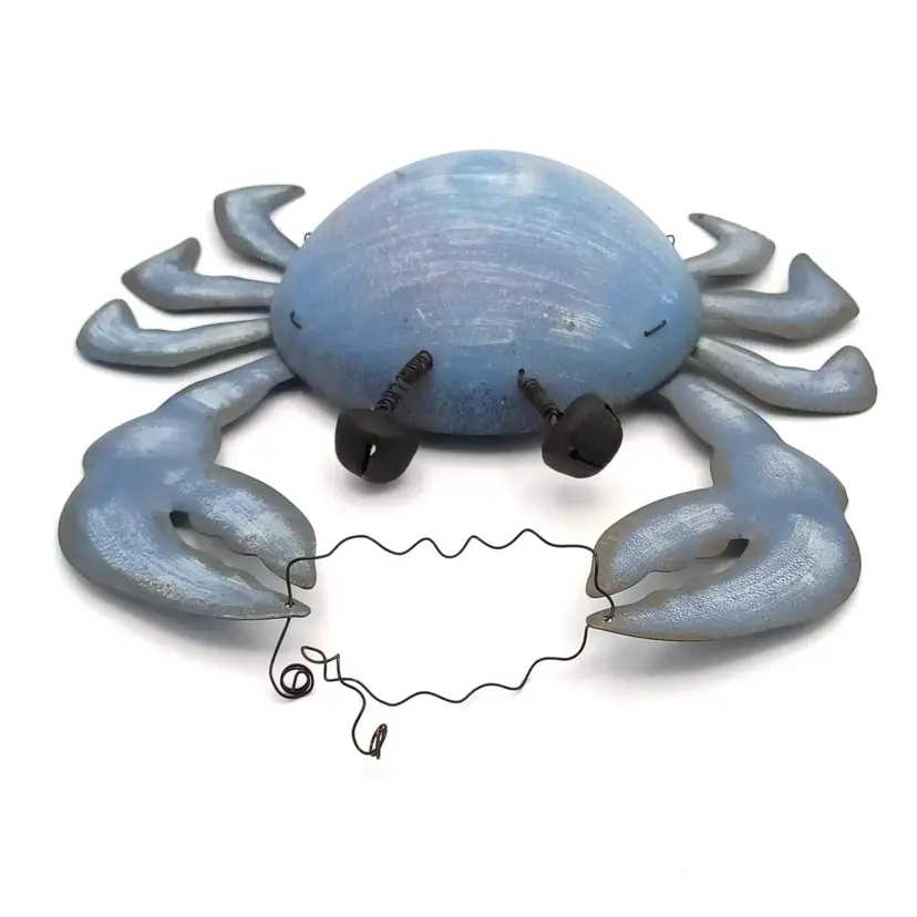 Blue Crab Wall Hanging, Bells For Eyes, Metal & Manmade Material