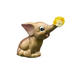 Josef Originals Baby Elephant Flower Bouquet Figurine Trunk Up Miniature VTG