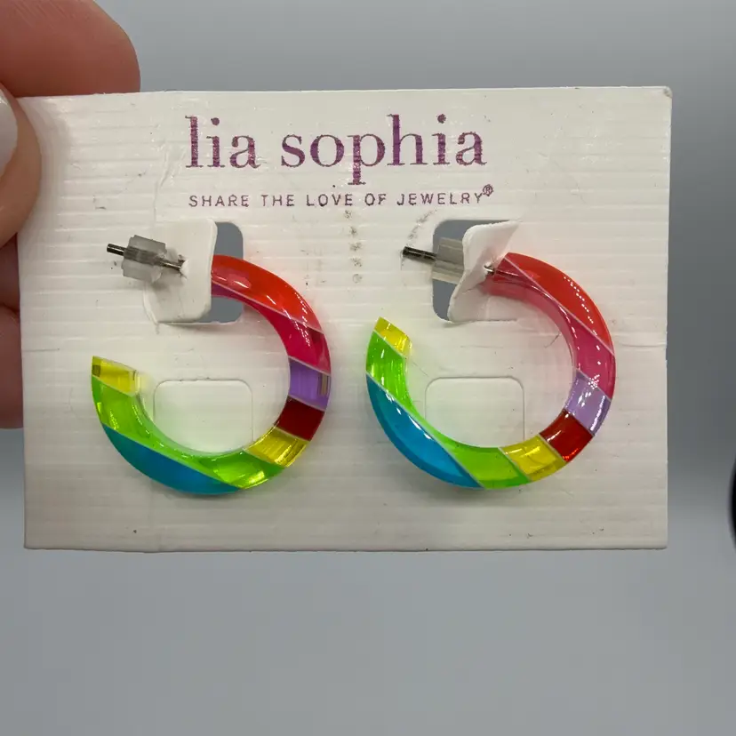 Pretty Plastic Rainbow Lia Sophia Plastic Hoop Pierced Earrings