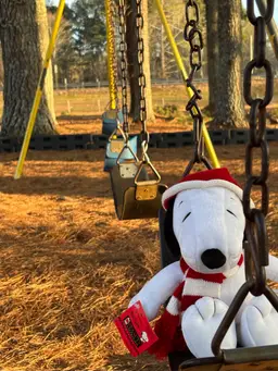 Hallmark Snoopy Plush with Red/white Knit Cap & Scarf