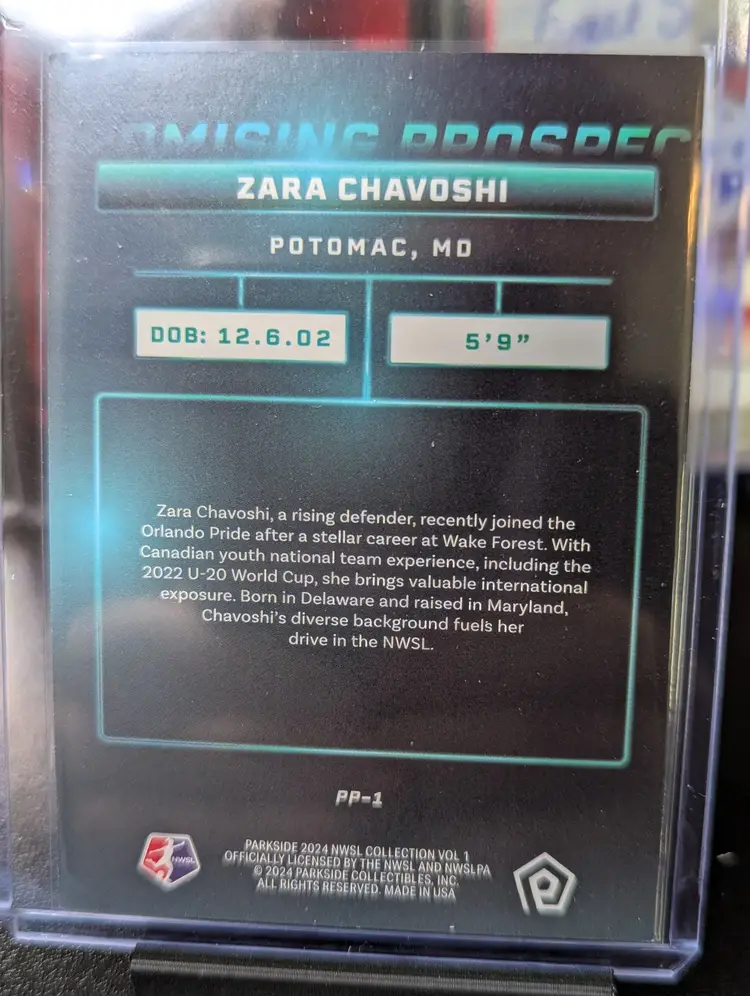 2025 Parkside NWSL Vol 1 Promising Prospect Zara Chavoshi