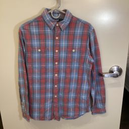 Polo Ralph Lauren Plaid Flannel Button Shirt Red Blue Men’s Medium Cotton