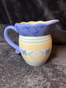Vintage Pfaltzgraff Summer Breeze Creamer Small  Pitcher Blue Yellow  1990’s