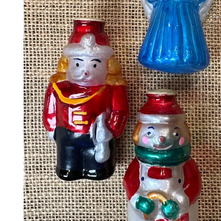 #16 Vintage Old World Christmas Glass Light Covers Holiday Figures - Set of 3