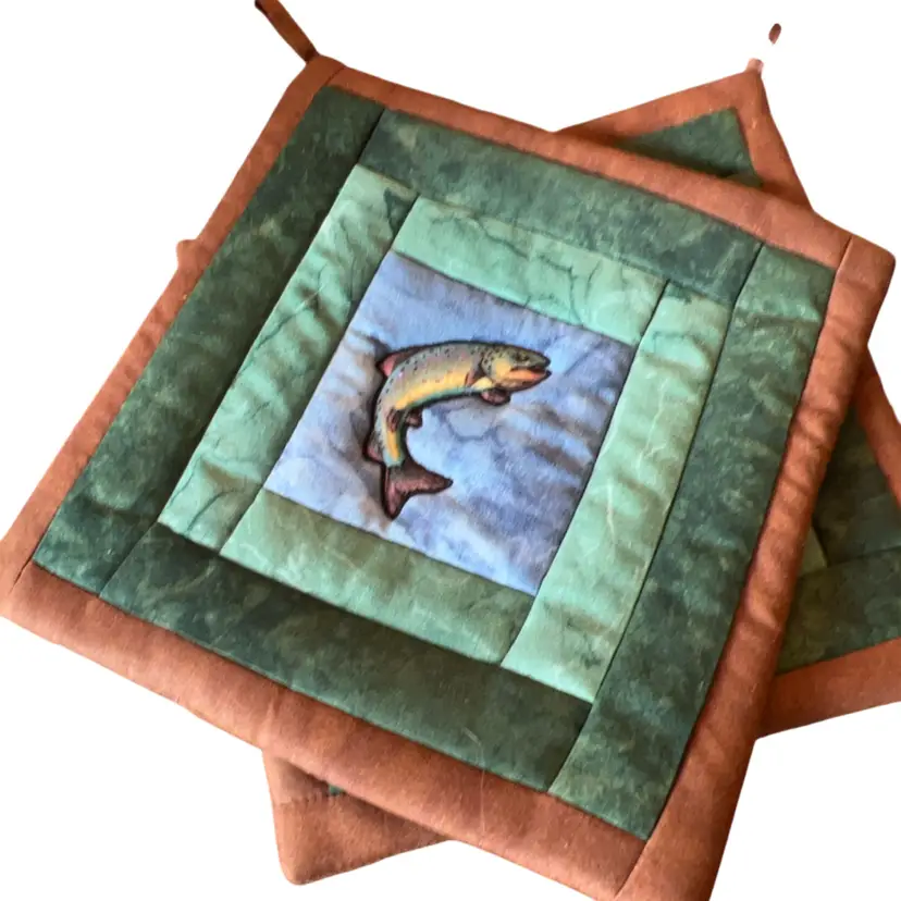 Handmade Trout Fish Potholders 9.5”