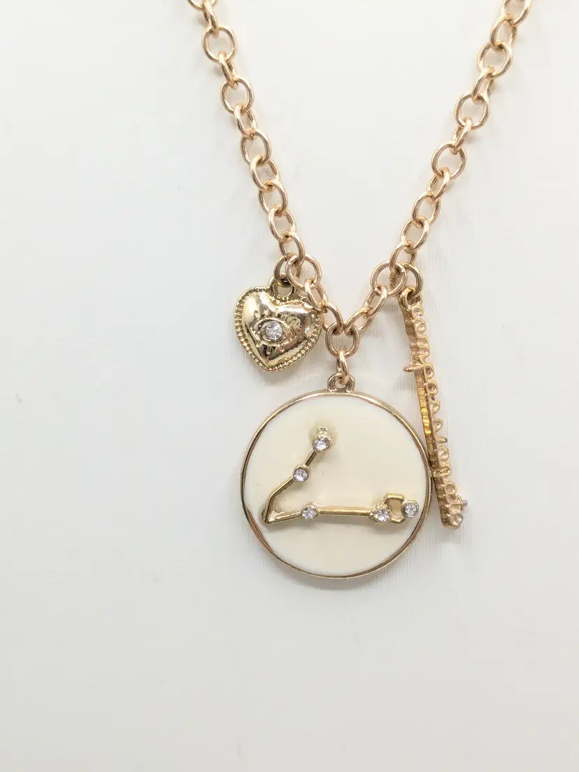 Pisces Constellation Gold Tone Pendant Necklace