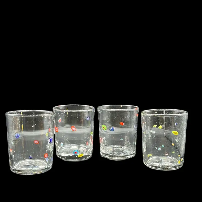 Millefiori Art Drinking Glasses Set of 4, 4"