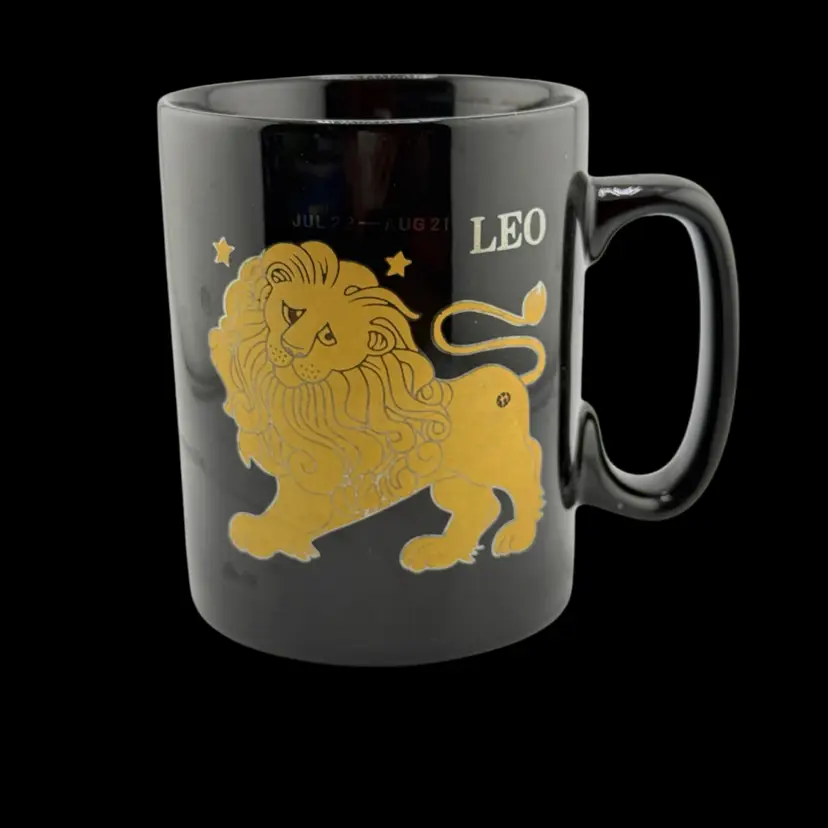 Leo Zodiac Mug Black 4 1/4"
