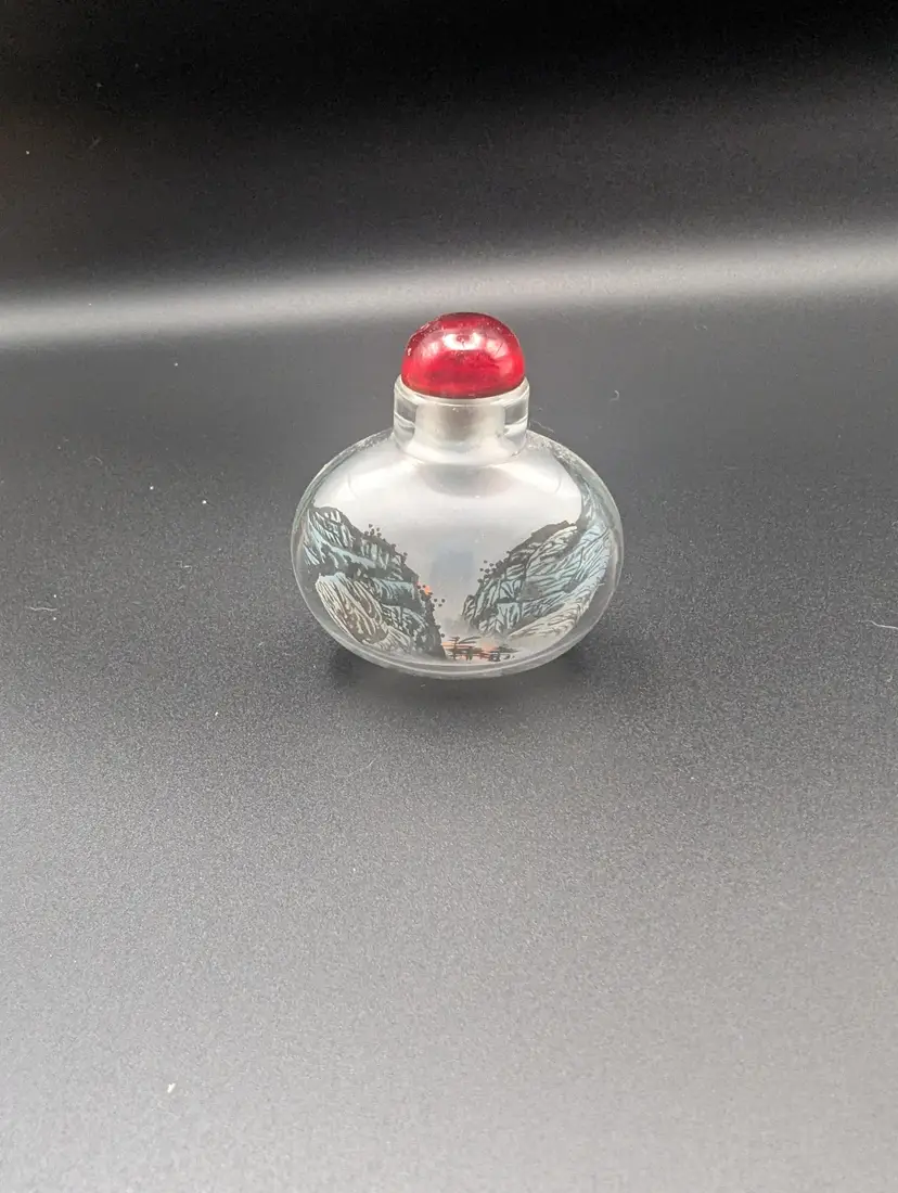 Peking Glass Inside *Oriental Scenery* Reverse Hand Painted Snuff Bottle
