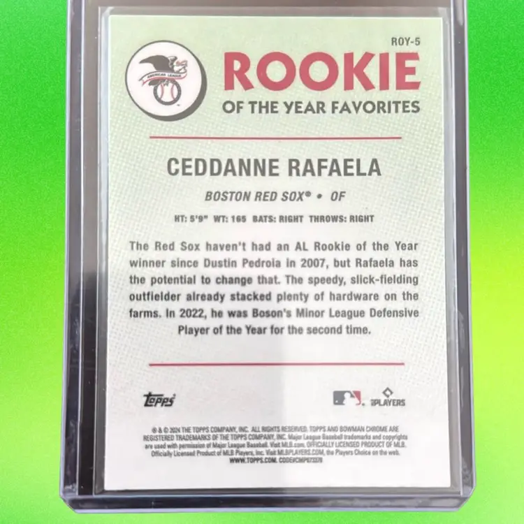 2024 Bowman Rookie of the Year Favorites- Ceddanne Rafaela RC - Boston Red Sox