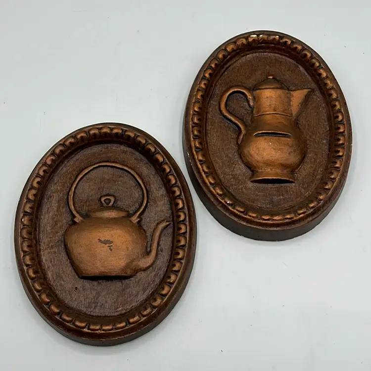 Kitchen Chalkware Wall Hangings Coffee Tea Pots