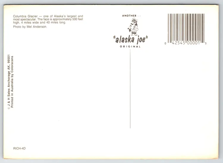 Postcard Columbia Glacier Prince William Sound Alaska Geomorphology