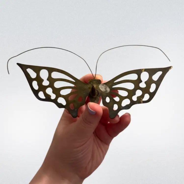 Small Vintage Brass Butterfly 6.25in Wingspan