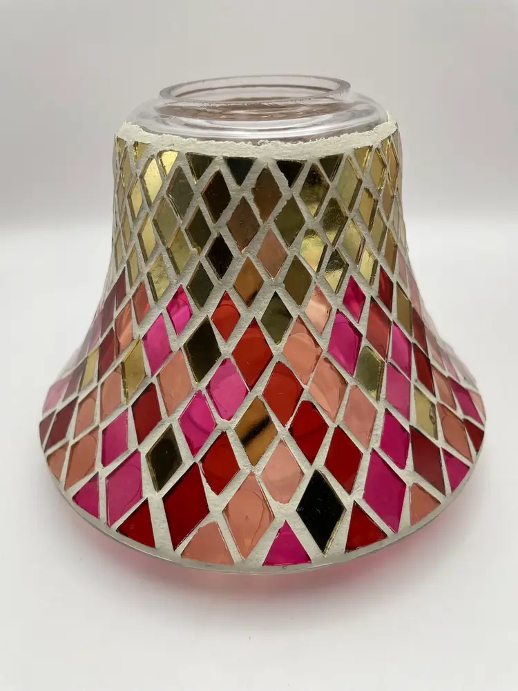 Yankee Candle, “MARRAKESH NIGHTS”, Glass, Candle Shade/Topper in Pink/Red/Peach/Gold