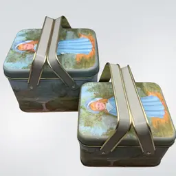 Vintage Nesting Tins Victorian Girl Bird Bath Hong Kong 1988