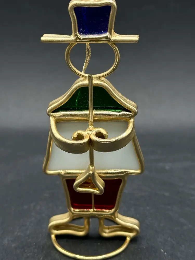 2 Danbury Mint Drummer Boy  Horn Player Stained Glass Metal Christmas Ornament