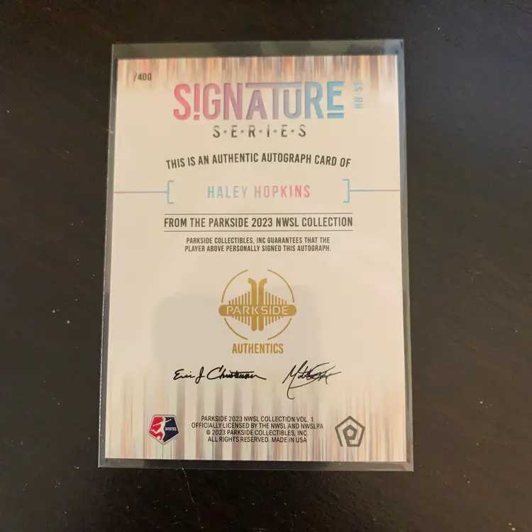 Haley Hopkins 2023 Parkside NWSL Autograph