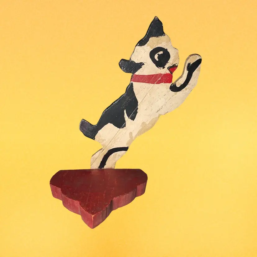 Handmade Folk Art (USA) Vintage 1930s Primitive Wood Dog Farmhouse Cutout Sign - AS FOUND