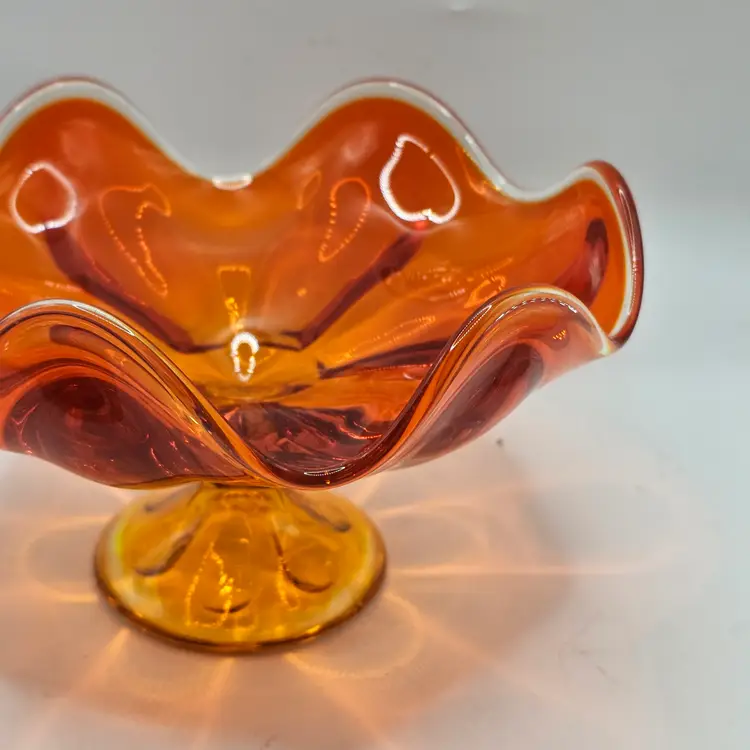 Viking persimmon epic six petal Bowl mcm Glows vintage