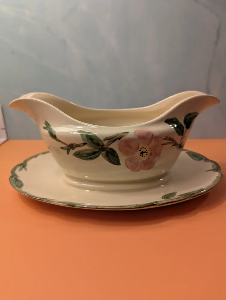 Franciscan Desert Rose Gravy Boat with Attached Underplate Made in USA