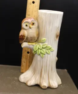 VTG Owl on Tree Stump Bud Vase VINTAGE 1981 Otagiri OMC 6 Inch