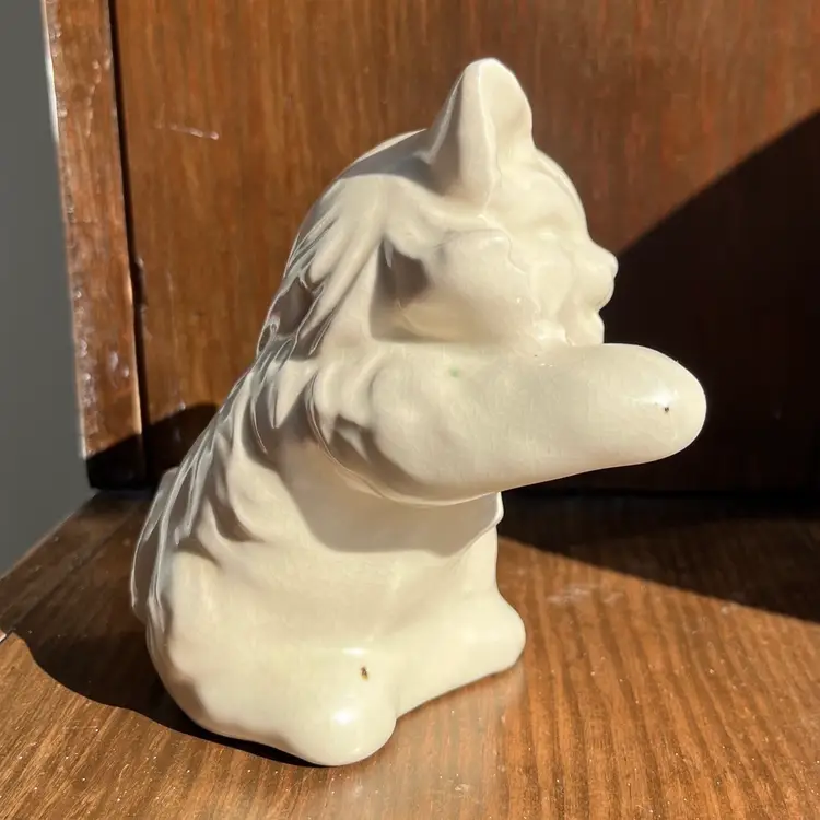 Cute Vintage Ceramic Cream Colored Happy Kitty Cat