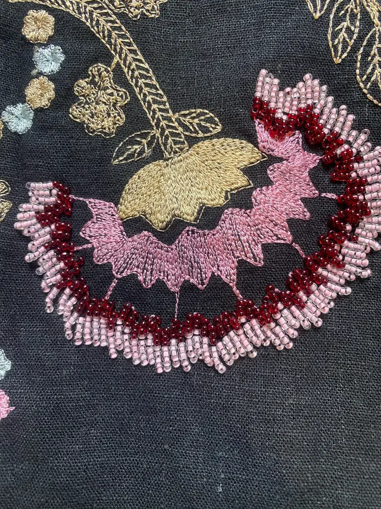 Richard Malcolm Skirt Womens 8 (29x27) Embroidered Linen Rayon Cottagecore Lady