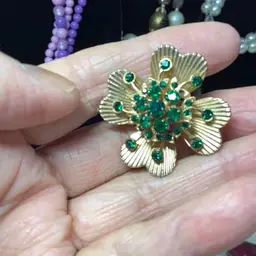 Coro Brooch Goldtone & Rhinestone
