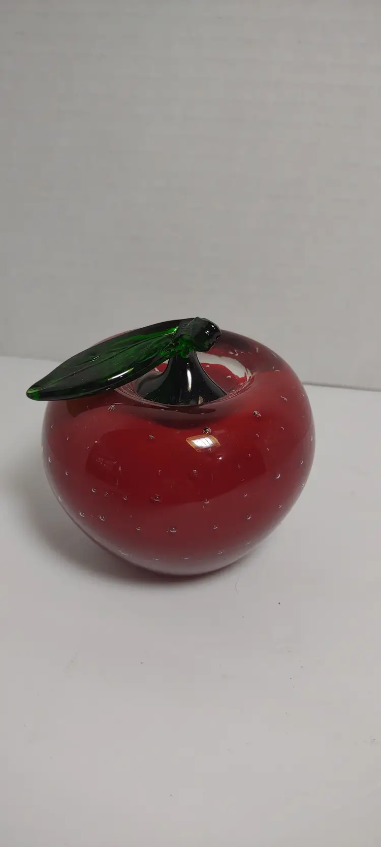 Red Apple Paperweight 3" with controlled bubbles