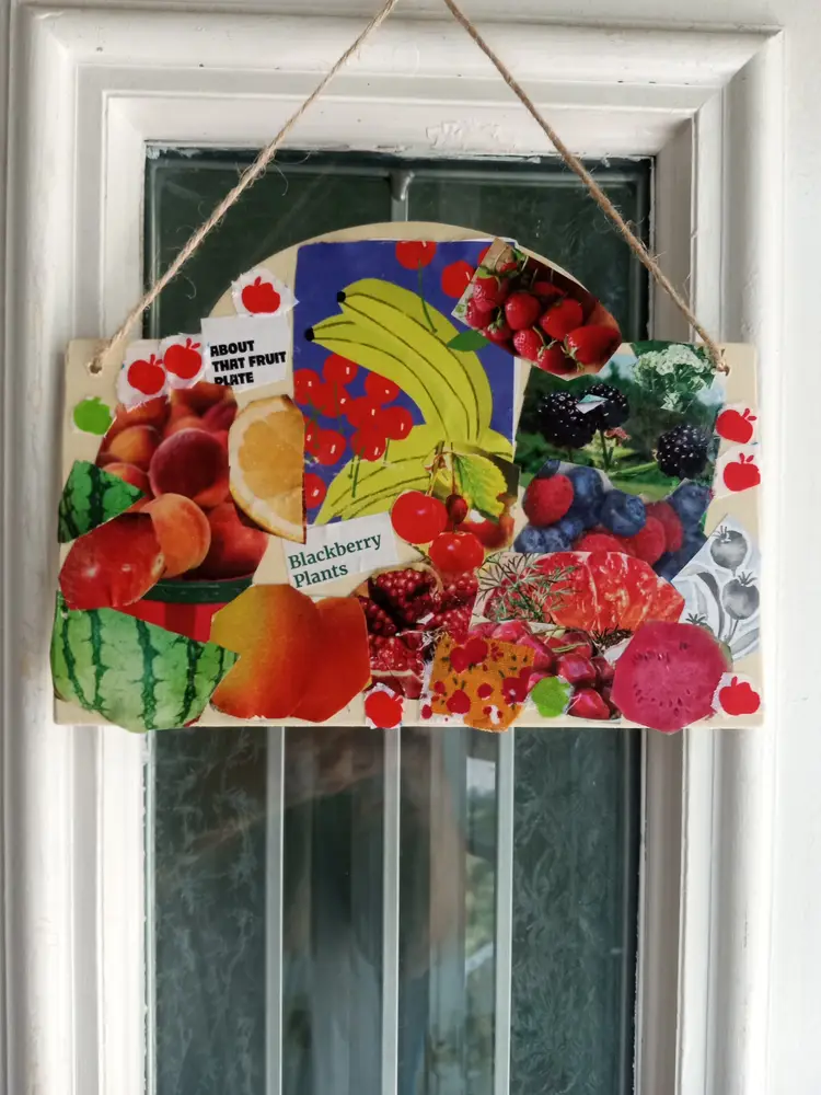#02 wooden door hanger pretty decoupage fruit pictures made by me