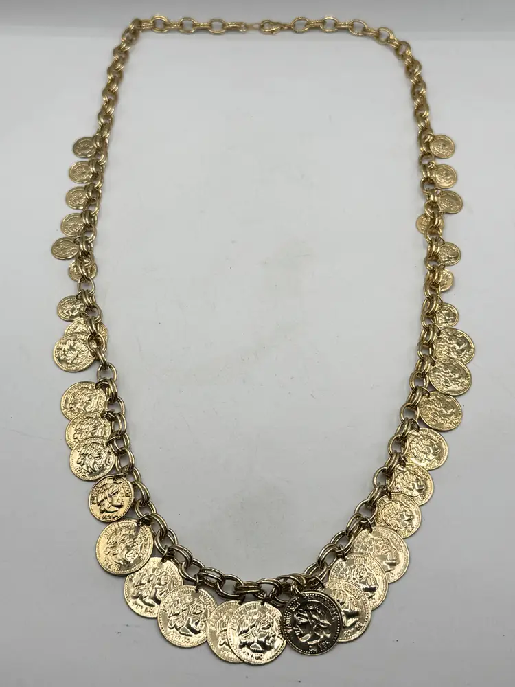 Vintage Alexander the Great gold coin charm necklace