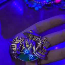 Glowy AJC Vintage Lady Luck Brooch