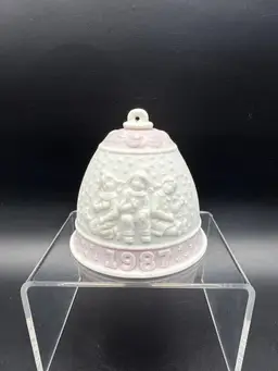 Vtg 1987 Lladro First Annual Christmas Bell Bisque Porcelain Ornament 3.5 in H