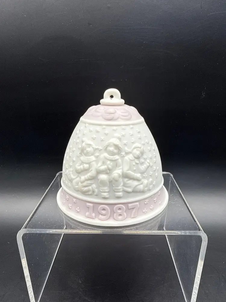 Vtg 1987 Lladro First Annual Christmas Bell Bisque Porcelain Ornament 3.5 in H