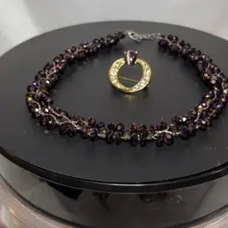 Purple Choker And Brooch