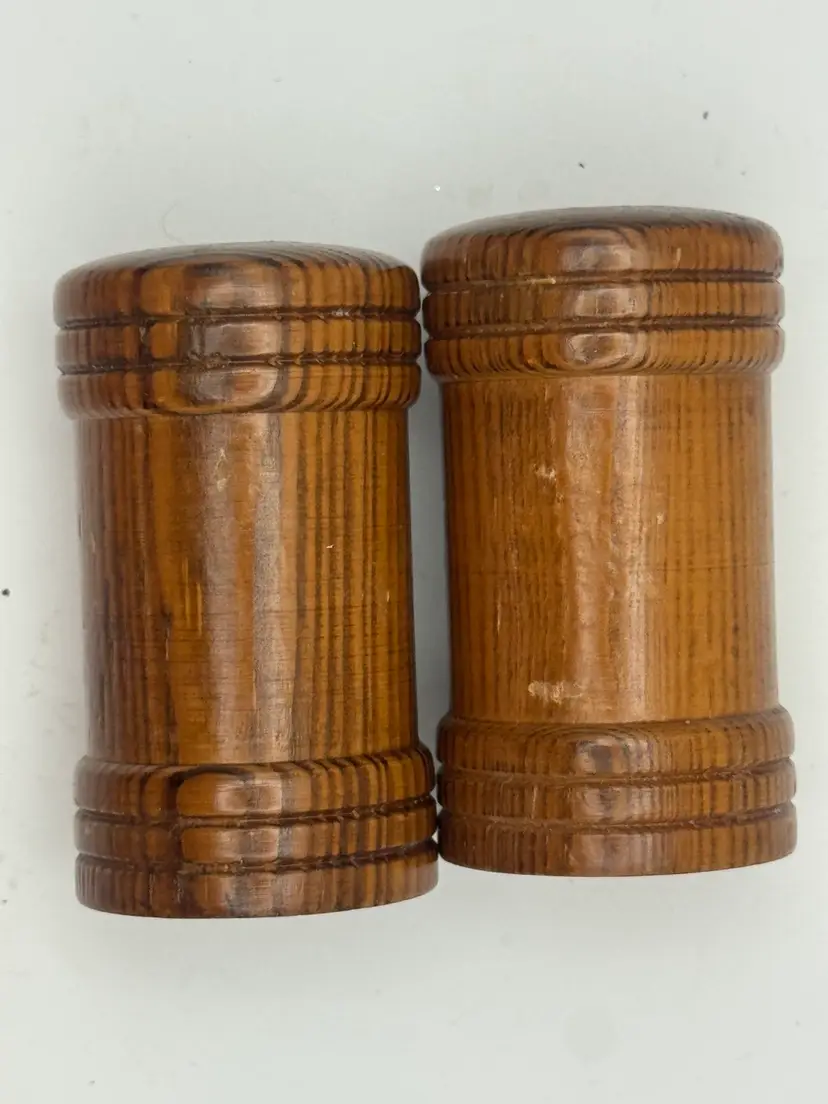 Vintage Wood Salt And Pepper Shakers 3”