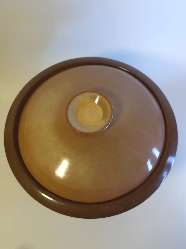 Vtg Frankoma Bean Pot Casserole Dish In Plainsman Brown Incl. Lid Warming Stand