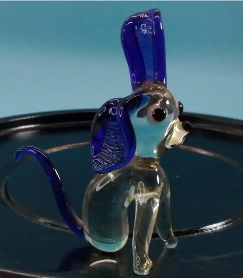 Art Glass Lampworks Tiny Blue Eared Dog