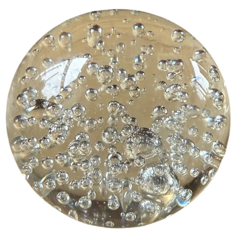Large hand blown control, bubble paperweight
