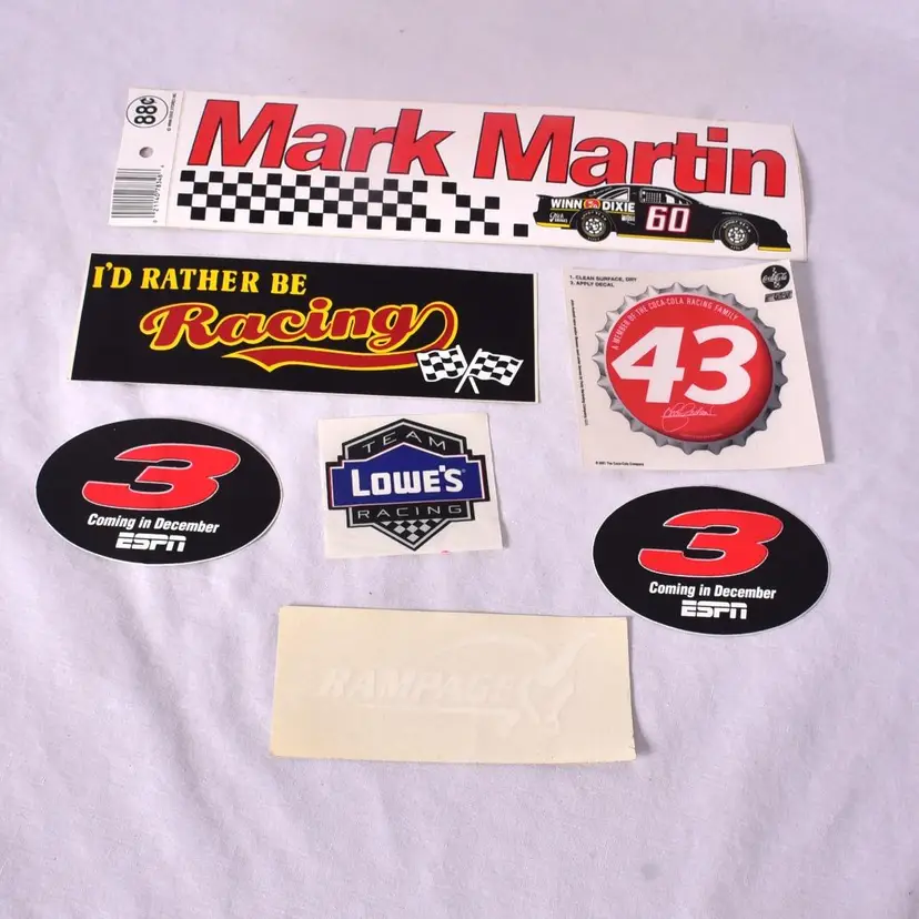 I'd Rather be Racing NASCAR Stickers Petty, Earnhardt, Martin, Lowes, Jimmy Johnson
