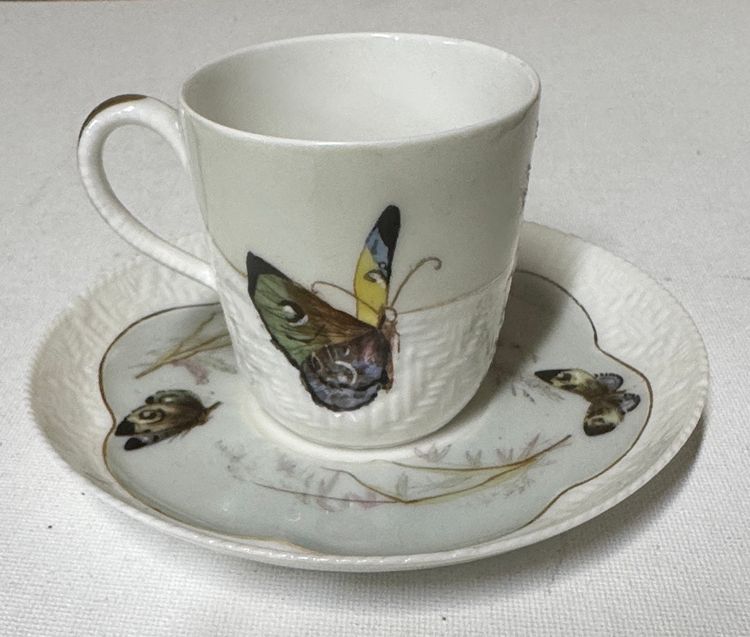 Haviland Meadow Visitors Demitasse Cup & Saucer Butterflies/Grasses gold trim