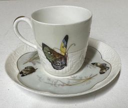 Haviland Meadow Visitors Demitasse Cup & Saucer Butterflies/Grasses gold trim