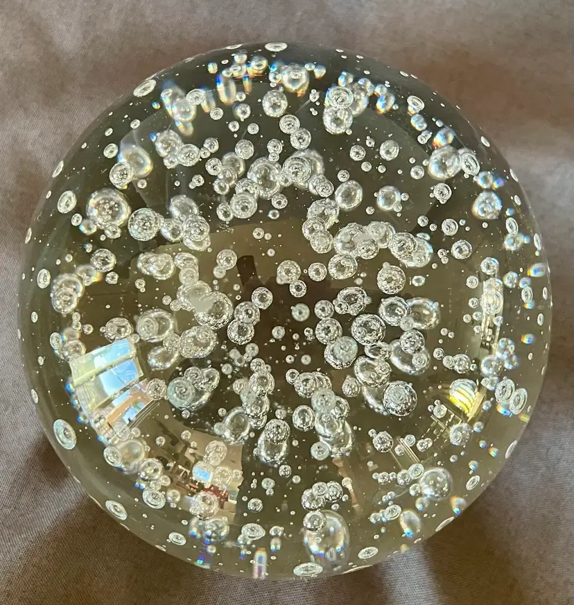 Clear Bubble Glass Paperweight