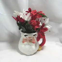 Vtg Ceramic Santa Head Mug Table Centerpiece