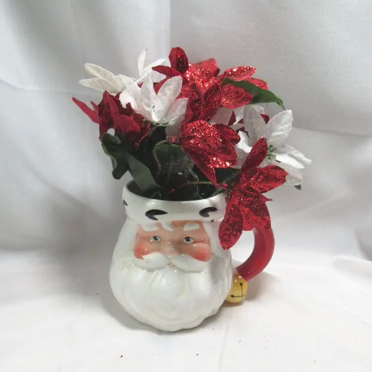 Vtg Ceramic Santa Head Mug Table Centerpiece