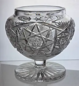 Intricate Cut Glass footed rose Bowl - Free Shipping, Visit store