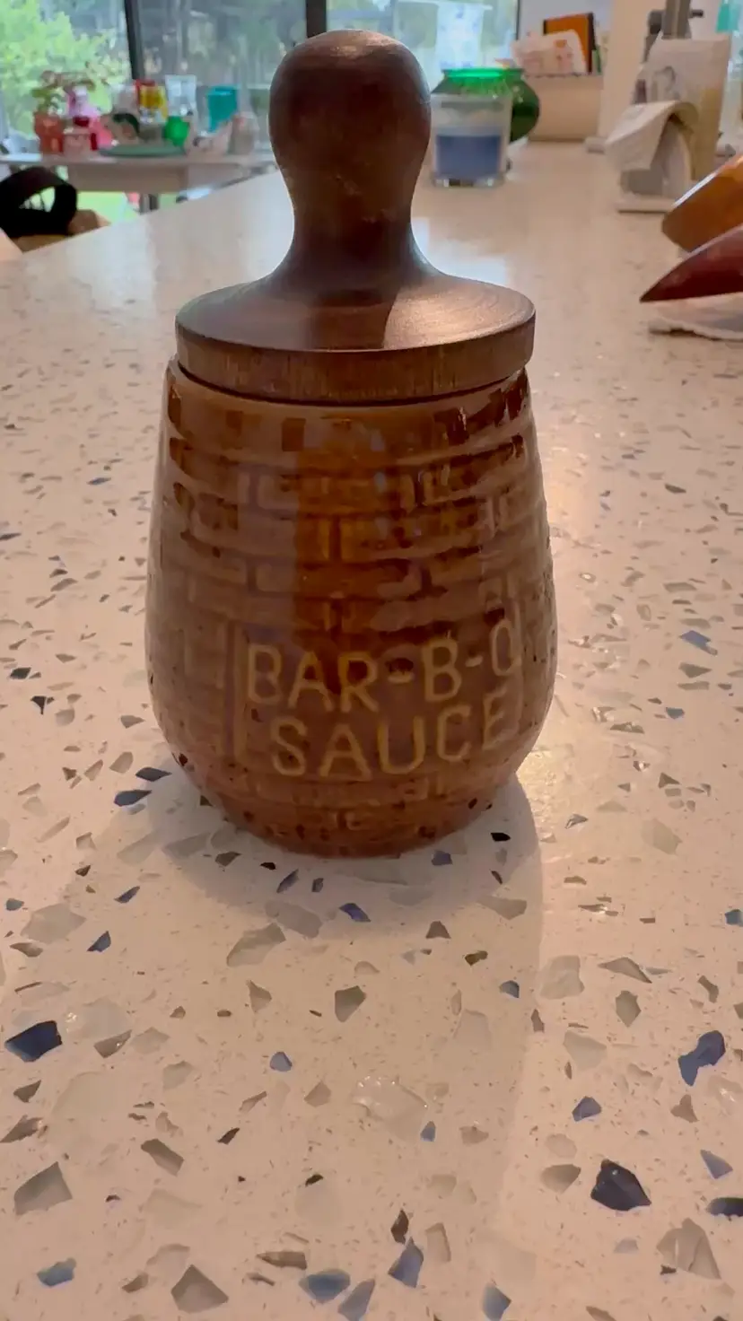 MCM Vintage Pottery BBQ Sauce Server With Brush